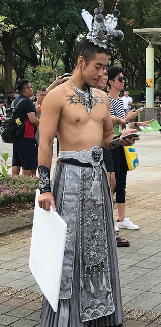 Man in a cosplay outfit.