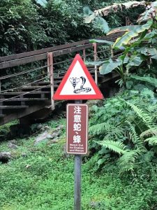 Sign shows a cobra and a wasp.