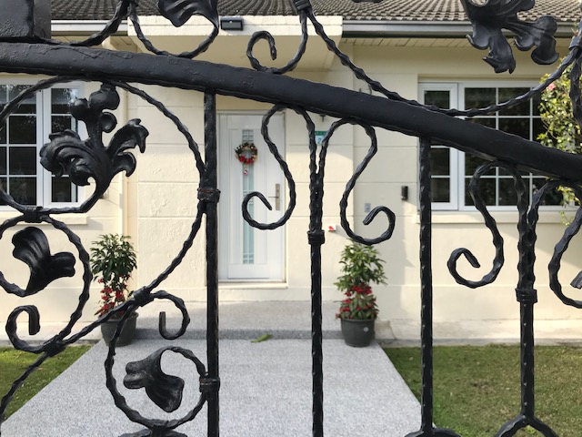Christmas wreath on front door